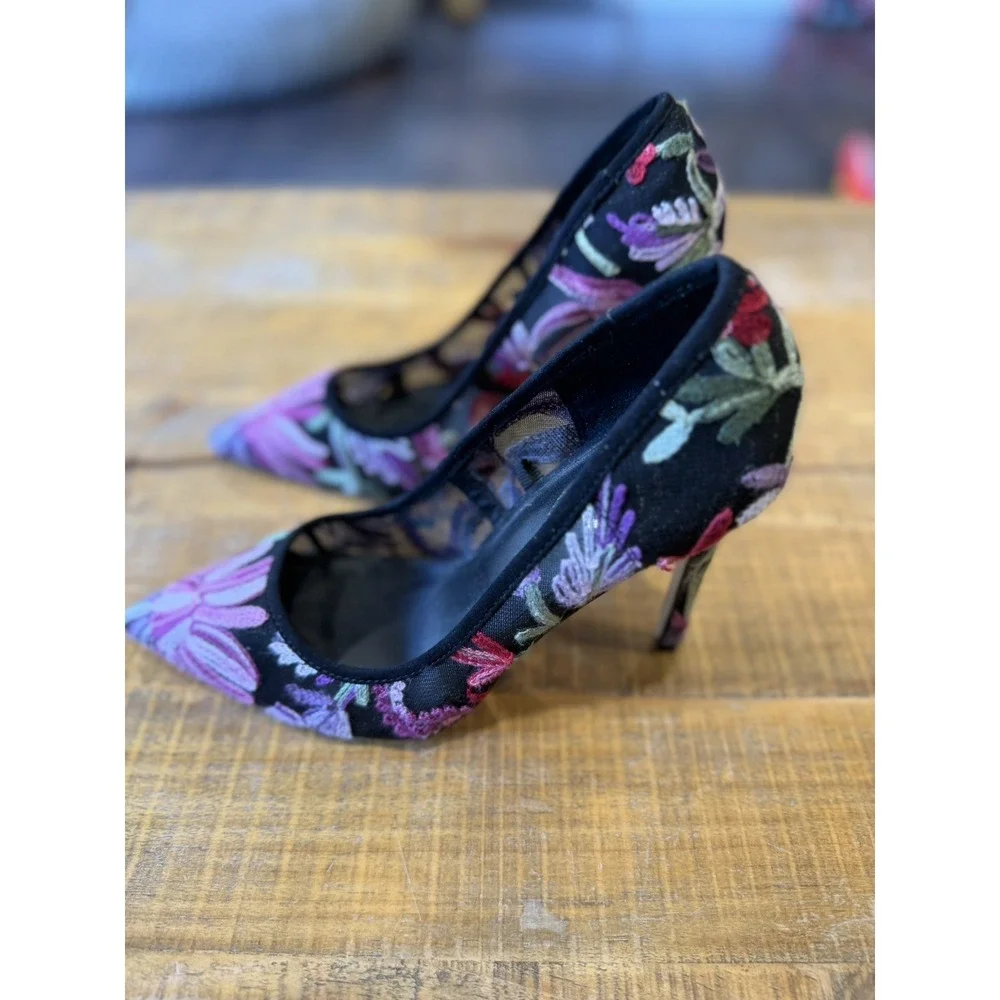 Mix No. 6 Dignity Floral‎ Mesh Fabric Embroidered Pumps Party Dressy Wedding 7